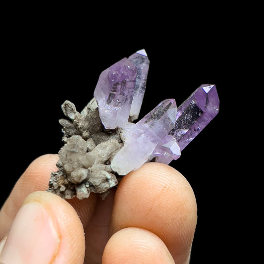 Amethyst on Calcite