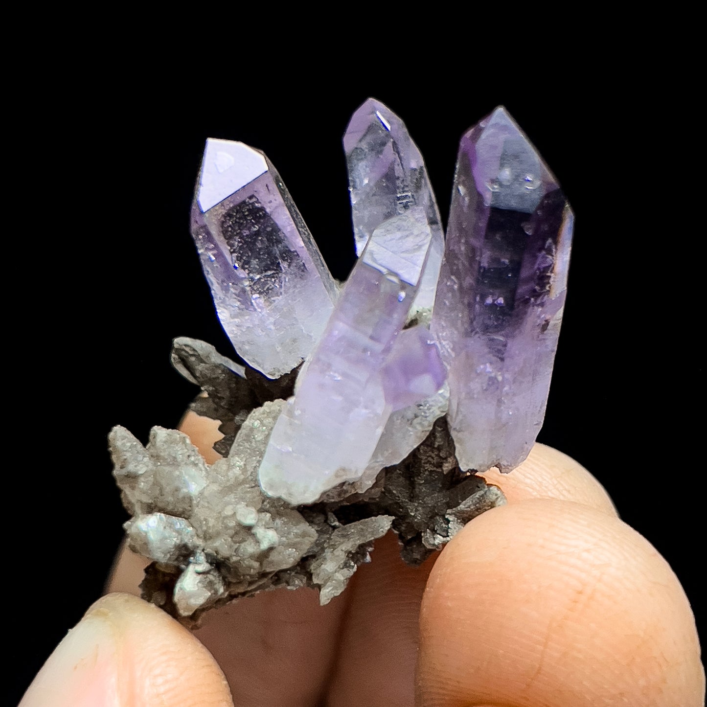 Amethyst on Calcite