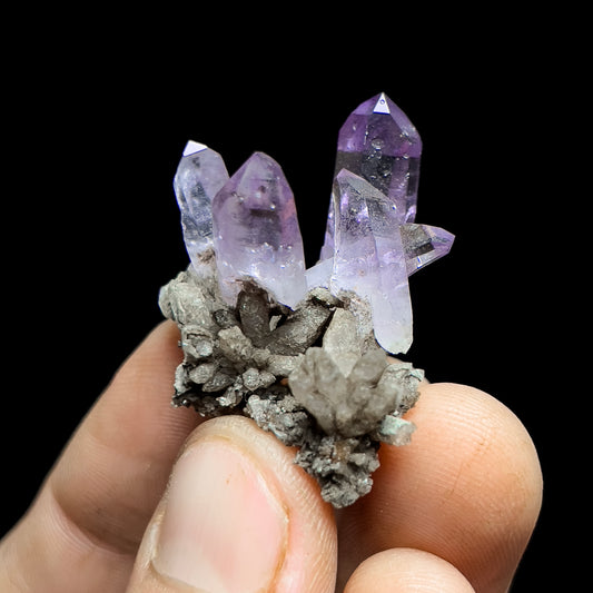 Amethyst on Calcite