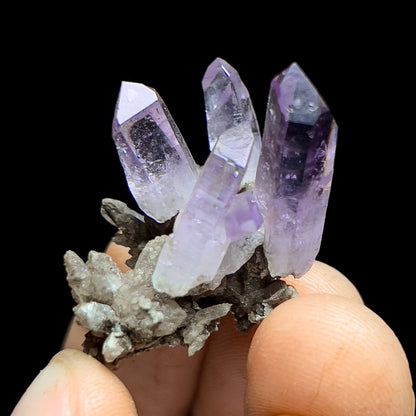 Amethyst on Calcite