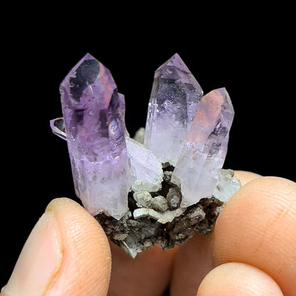 Amethyst on Calcite