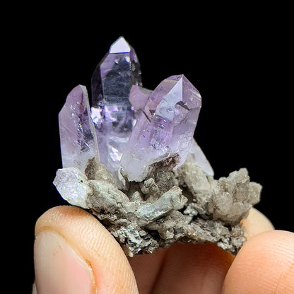 Amethyst on Calcite
